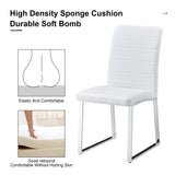 English Elm Set Of 4 Dining Chairs, White Dining Chair Set, Pu Material High Backrest Seats and Sturdy Leg Chairs, Suitable For Restaurants, Kitchens, Living Rooms