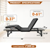 Hearth and Haven Adjustable Bed Base Frame Head and Foot Incline Quiet Motor Twin Xl Size Zero Gravity W1038142355