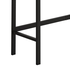 English Elm Modern Long Dining Table Set with Hanging Stools, Space-Saving MDF Top, Iron Frame Durability and Style Black+Gery W757P314434