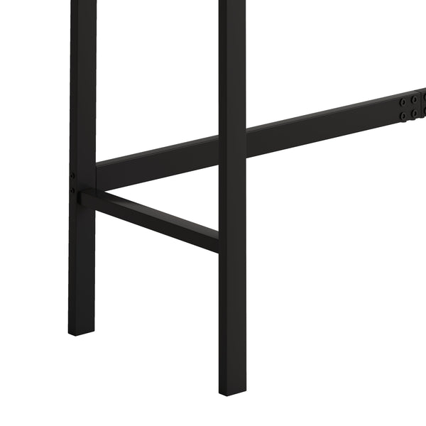 English Elm Modern Long Dining Table Set with Hanging Stools, Space-Saving MDF Top, Iron Frame Durability and Style Black+Gery W757P314434