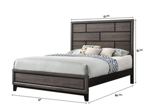 English Elm Cotemporary Geometric Tiled Headboard Queen Bed with Low-Profile Frame and Minimalist Zen Design Brown Gray 66.4 L x 40 W x 7 H B011S00746