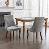 English Elm Rayon Cloth Flocking Linen Dining Chairs Channel Kitchen Dinner Chair Comfy Fabric Upholstered Accent Chair For Dining Room With Curved Solid Wood Legs,Set Of 2 (Gray), Sw1847Gy