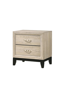 English Elm Contemporary 2-Drawer Nightstand End Table Drift Wood Finish Two Storage Drawers Metal Handles Bedroom Living Room Wooden Furniture