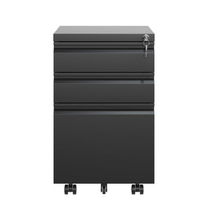 English Elm 3 Drawer Mobile File Cabinet With Lock - Secure Metal Organizer For Home Office, Fully Assembled! T2398P152001
