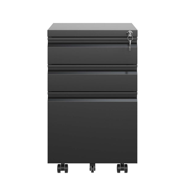 English Elm 3 Drawer Mobile File Cabinet With Lock - Secure Metal Organizer For Home Office, Fully Assembled! T2398P152001