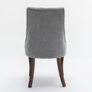 English Elm Rayon High-Back Dining Chair Set with Plush Flocking Fabric, Triple-Elastic Cushion & Solid Wood Legs Gray W1143P151493