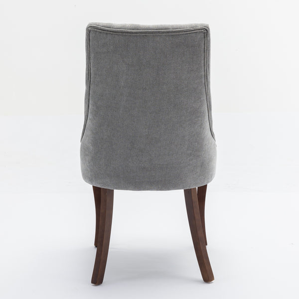 English Elm Rayon High-Back Dining Chair Set with Plush Flocking Upholstery, Rebound Sponge Cushion & Solid Wood Legs Gray W1143P151493