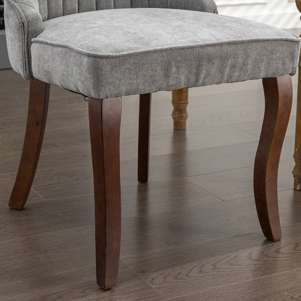 English Elm Rayon High-Back Dining Chair Set with Plush Flocking Upholstery, Rebound Sponge Cushion & Solid Wood Legs Gray W1143P151493