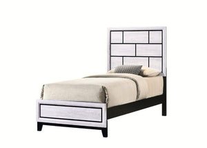 English Elm Cotemporary Geometric Tiled Headboard Queen Bed with Low-Profile Frame and Minimalist Zen Design White 46.2 L x 37.5 W x 7 H B011S00745