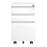 English Elm 3 Drawer Mobile File Cabinet With Lock,Metal Filing Cabinets For Home Office Organizer Letters/Legal/A4,Fully Assembled,White