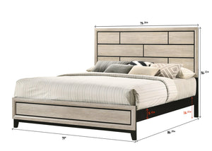English Elm Cotemporary Geometric Tiled Headboard Queen Bed with Low-Profile Frame and Minimalist Zen Design Cream White 83.4 L x 40 W x 7 H B011S00749