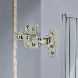 English Elm K&K Rolling Kitchen Island with LED Lighting, Power Outlets, Fluted Glass Doors and Mobile Storage Hub Grey-Blue WF316018AAG