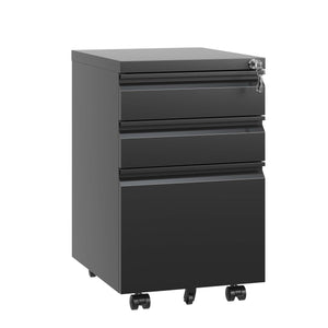 English Elm 3 Drawer Mobile File Cabinet With Lock - Secure Metal Organizer For Home Office, Fully Assembled! T2398P152001