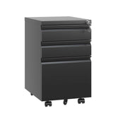 English Elm 3 Drawer Mobile File Cabinet With Lock,Metal Filing Cabinets For Home Office Organizer Letters/Legal/A4,Fully Assembled,Black