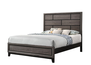 English Elm Cotemporary Geometric Tiled Headboard Queen Bed with Low-Profile Frame and Minimalist Zen Design Brown Gray 66.4 L x 40 W x 7 H B011S00746