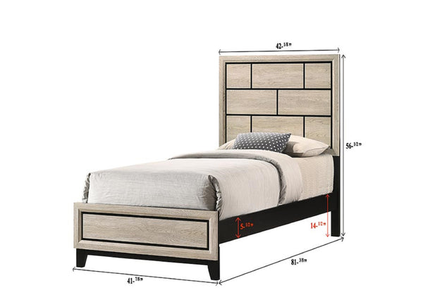 English Elm Cotemporary Geometric Tiled Headboard Queen Bed with Low-Profile Frame and Minimalist Zen Design White 46.2 L x 37.5 W x 7 H B011S00745