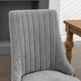 English Elm Rayon Cloth Flocking Linen Dining Chairs Channel Kitchen Dinner Chair Comfy Fabric Upholstered Accent Chair For Dining Room With Curved Solid Wood Legs,Set Of 2 (Gray), Sw1847Gy