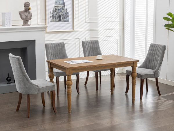 English Elm Rayon High-Back Dining Chair Set with Plush Flocking Fabric, Triple-Elastic Cushion & Solid Wood Legs Gray W1143P151493