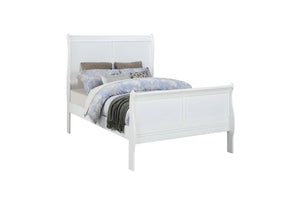 English Elm Twin White Louis Phillipe Sleigh Bed – Solid Wood Twin Bedframe, Transitional Design, Storage-Ready B011S00762
