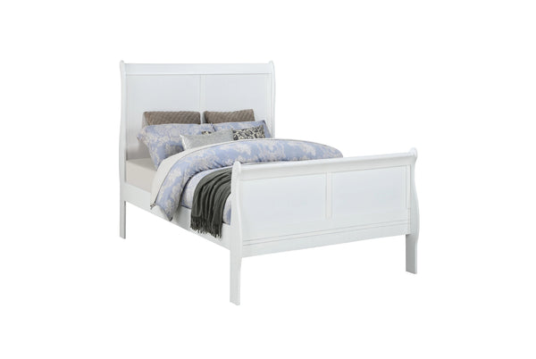 English Elm Twin White Louis Phillipe Sleigh Bed – Solid Wood Twin Bedframe, Transitional Design, Storage-Ready B011S00762