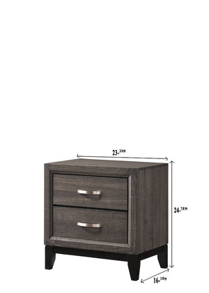 English Elm Contemporary sleek 2-drawer nightstand with recessed drawers, chrome handles, black base rail, modern bedside storage Brown Gray 26.25 L x 18.9 W x 23.8 H B011P159823