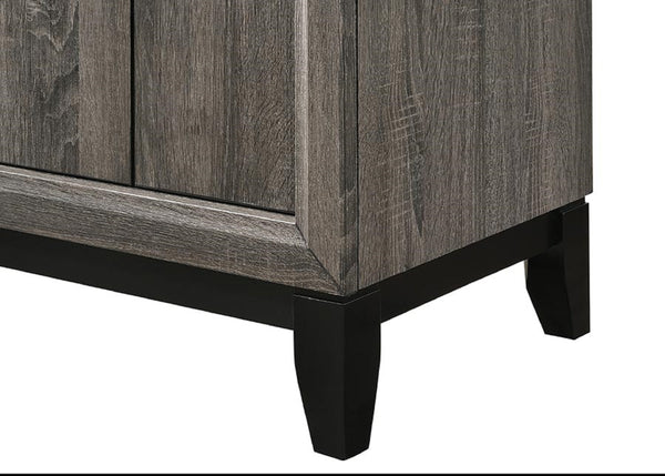 English Elm Contemporary sleek 2-drawer nightstand with recessed drawers, chrome handles, black base rail, modern bedside storage Brown Gray 26.25 L x 18.9 W x 23.8 H B011P159823