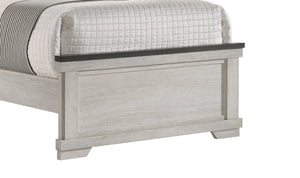 English Elm Farmhouse Rustic Antique White Panel Queen Bed with Tapered Feet Low Footboard and Brown Top Finish Brown white 47.3 L x 39 W x 7 H B011S00757
