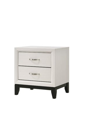 English Elm Contemporary sleek 2-drawer nightstand with recessed drawers, chrome handles, black base rail, modern bedside storage White 26.25 L x 18.9 W x 23.8 H B011P159822