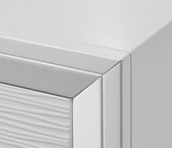 English Elm 1pc Contemporary 5-Drawer Chest with Round Knobs, Sleek Top and Wood-Pattern Fronts for Bedroom Storage White 57.1 L x 18.4 W x 40.6 H B011P345927