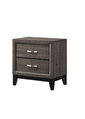 English Elm Contemporary sleek 2-drawer nightstand with recessed drawers, chrome handles, black base rail, modern bedside storage Brown Gray 26.25 L x 18.9 W x 23.8 H B011P159823