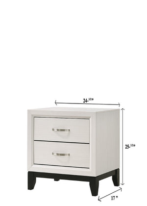 English Elm Contemporary sleek 2-drawer nightstand with recessed drawers, chrome handles, black base rail, modern bedside storage White 26.25 L x 18.9 W x 23.8 H B011P159822