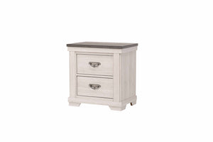 English Elm 1pc Leighton Nightstand Gray White Finish Rustic Farmhouse Two Drawer End Table Solid Wood 24.7"H B011P233931