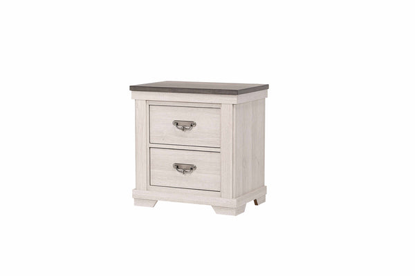 English Elm 1pc Leighton Nightstand Gray White Finish Rustic Farmhouse Two Drawer End Table Solid Wood 24.7"H B011P233931