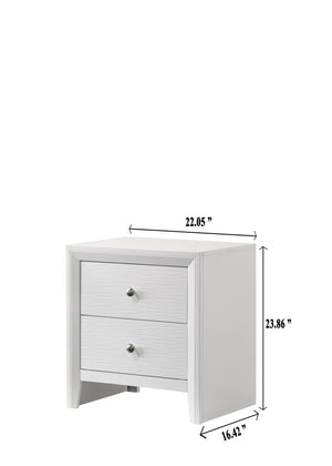 English Elm Contemporary sleek 2-drawer nightstand with recessed drawers, chrome handles, black base rail, modern bedside storage White 24.8 L x 18.75 W x 27.5 H B011P159825