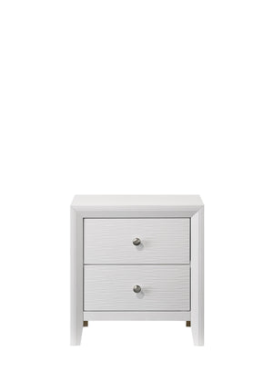English Elm Contemporary sleek 2-drawer nightstand with recessed drawers, chrome handles, black base rail, modern bedside storage White 24.8 L x 18.75 W x 27.5 H B011P159825