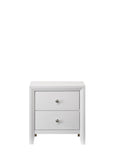 Modern 2-Drawer White Nightstand End Table with Round Knobs - Bedroom Living Room Furniture