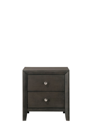 English Elm Contemporary Modern Look 2-Drawer Nightstand End Table Gray Finish Two Storage Drawers Round Knobs Bedroom Living Room Wooden Furniture