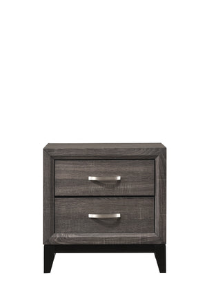 English Elm Contemporary sleek 2-drawer nightstand with recessed drawers, chrome handles, black base rail, modern bedside storage Brown Gray 26.25 L x 18.9 W x 23.8 H B011P159823