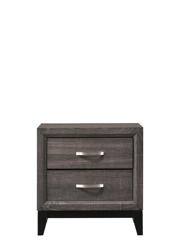 English Elm Contemporary sleek 2-drawer nightstand with recessed drawers, chrome handles, black base rail, modern bedside storage Brown Gray 26.25 L x 18.9 W x 23.8 H B011P159823