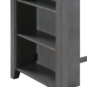 English Elm Graham Counter Height Dining Table with Usb Ports Open Shelves Gray Modern Finish B061P159999