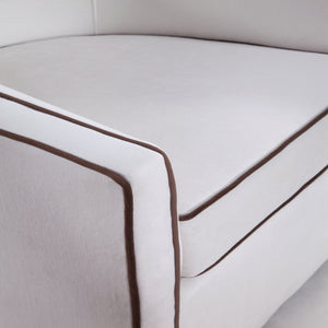 English Elm Kendall Velvet Swivel Accent Chair with Contrasting Welt, Barrel Back Comfort, Durable Style Cream B050P157991