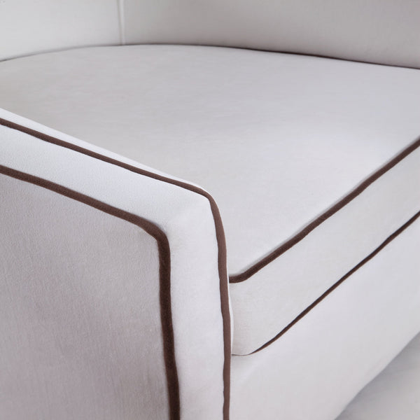 English Elm Kendall Velvet Swivel Accent Chair with Contrasting Welt, Barrel Back Comfort, Durable Style Cream B050P157991