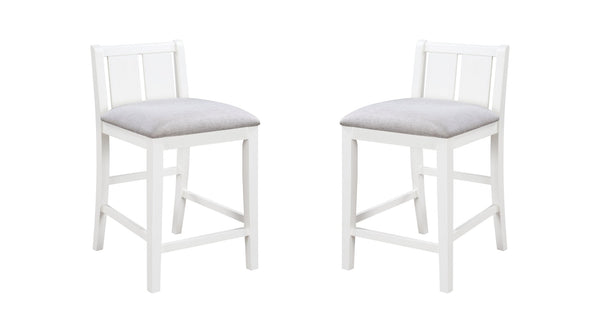English Elm Graham Counter Height Dining Set with Usb Charging Open Shelf and Upholstered Chairs White B061S00812