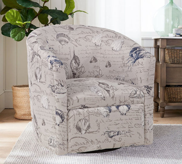 English Elm Boardwalk Swivel Accent Chair — Coastal Compact Upholstered Seat, Durable Easy-Clean Fabric, Smooth 360° Swivel Functionality B050P157988