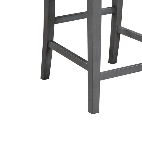 English Elm Graham Low-back Counter Stools Set of 2 Gray Upholstered Rubberwood Kitchen Seating B061P160000