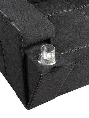 English Elm Toby Woven Fabric Sleeper Sectional with Storage Chaise and Built-in Charging Ports B061S00813