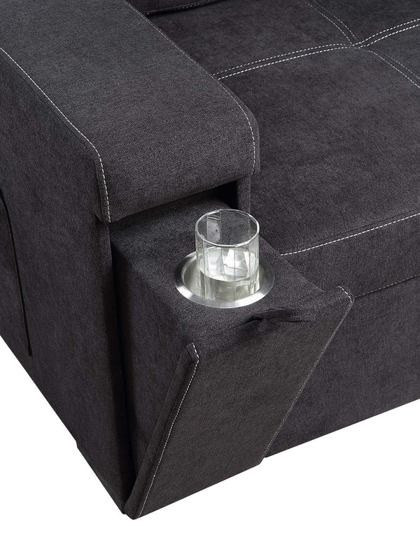 English Elm Toby Woven Fabric Sleeper Sectional with Storage Chaise and Built-in Charging Ports B061S00813