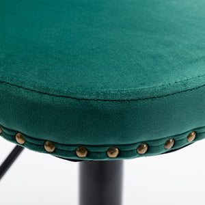 English Elm Swivel Handcrafted Tufted Velvet Barstool with Back, Adjustable 25–33" Height, Stable 17.7" Base Green W1143P151486