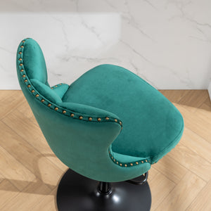English Elm Swivel Handcrafted Tufted Velvet Barstool with Back, Adjustable 25–33" Height, Stable 17.7" Base Green W1143P151486