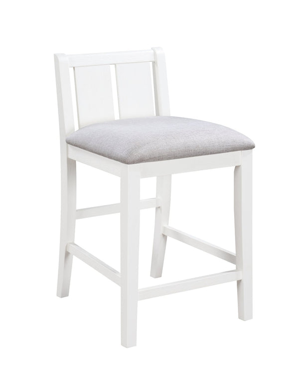 English Elm Graham Counter Height Dining Set with Usb Charging Open Shelf and Upholstered Chairs White B061S00812